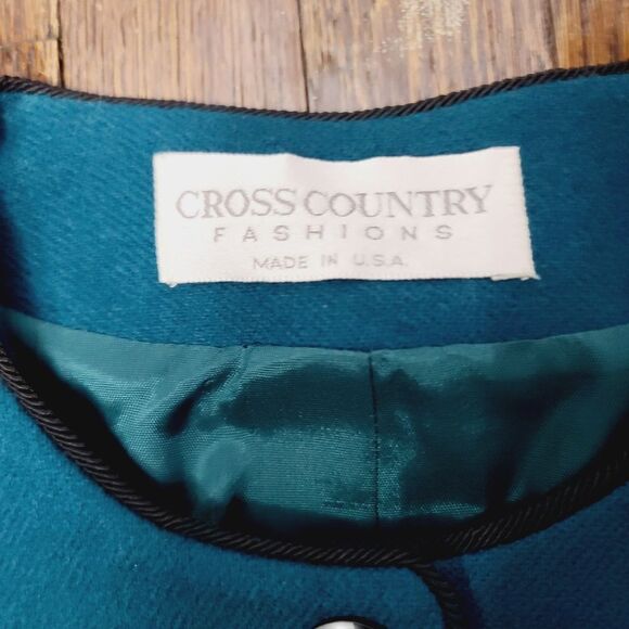 Vintage 80s 90s Teal Wool Cropped Fit Blazer - Picture 5 of 16